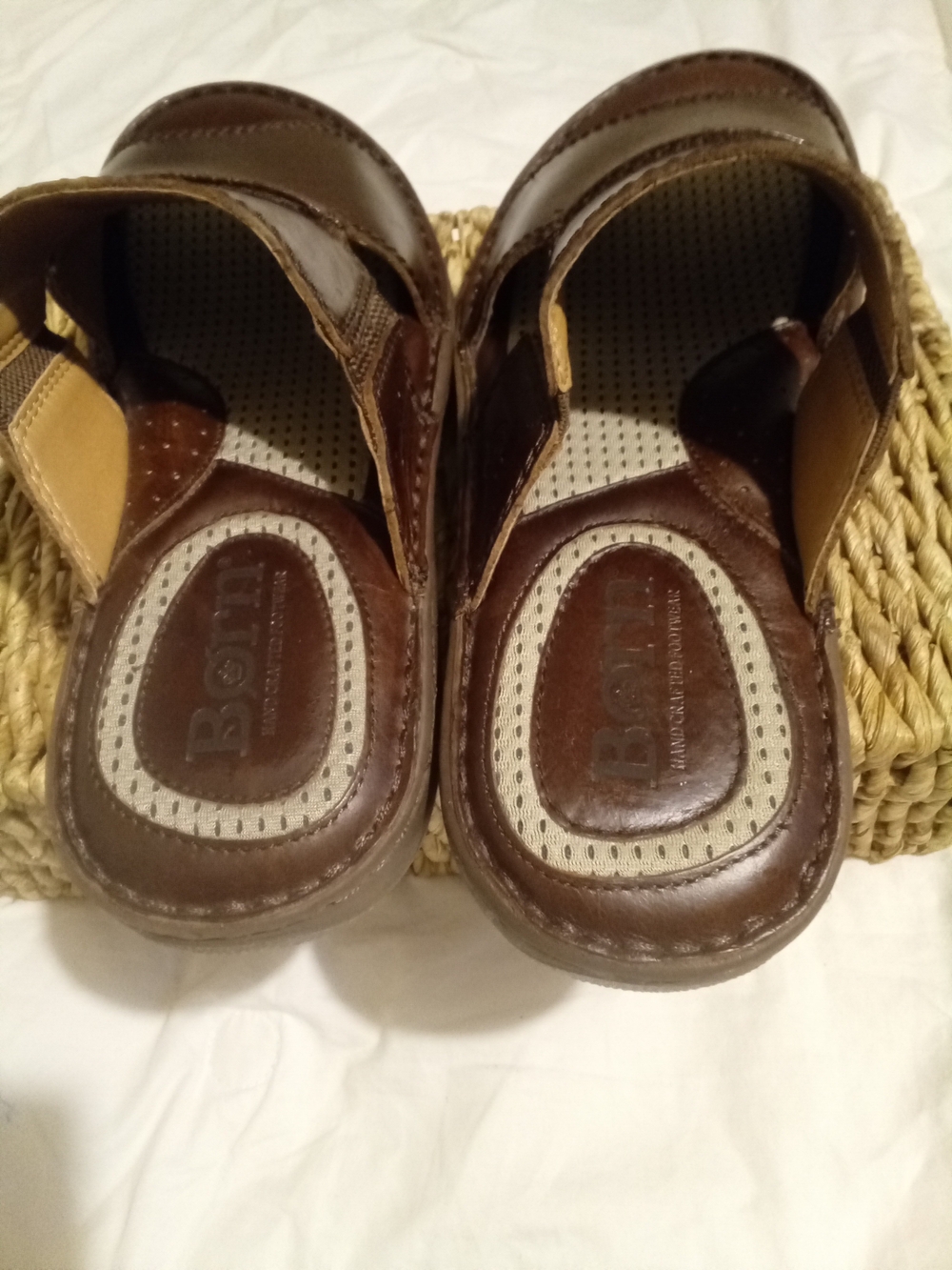 Born Men's Open-Toe Leather Slide Sandals in Brown Sz 10M - Picture 6 of 9